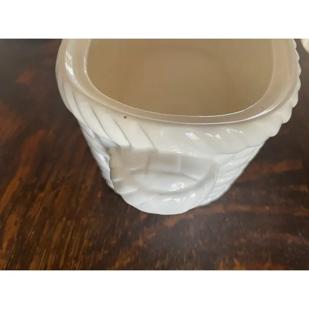 Vintage All White Ceramic Duck Soup Tureen with Lid and Ladle